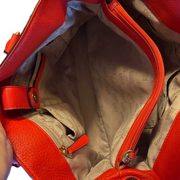 Michael Kors Red Leather Large Hamilton Tote Purse - Picture 12 of 14